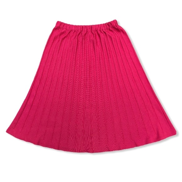 Givenchy 70s Vintage Skirt Red Pleated Ribbed Knit Full A-line Size S/M Vint 14 - Picture 1 of 13